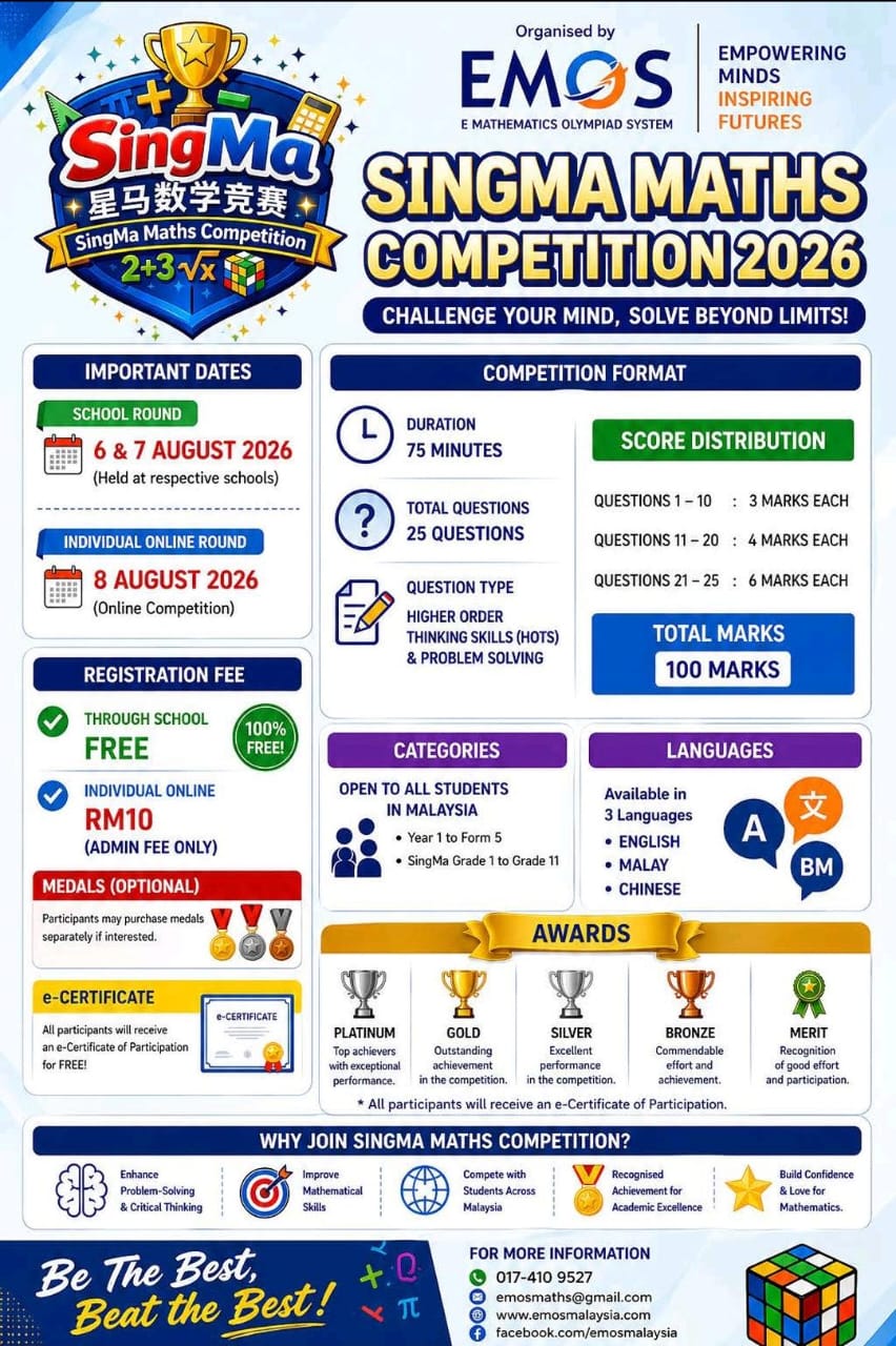 SINGMA MATHS COMPETITION 2026 Logo